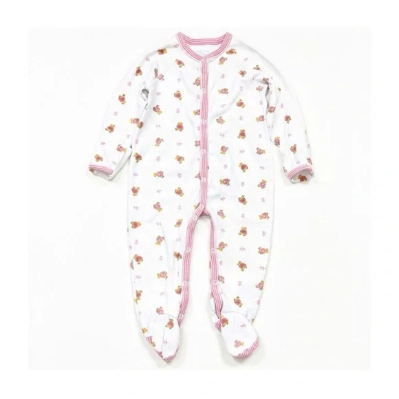 Ralph Lauren Polo Bear Footed Onesie 3M Girls Pink Ralph Lauren Christmas - Picture 3 of 10